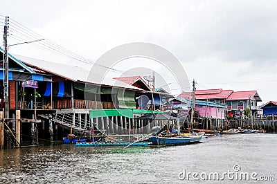 Bang Chan, in Chantaburiâ€™s kh Lung District, is a fishing village built on the water Editorial Stock Photo